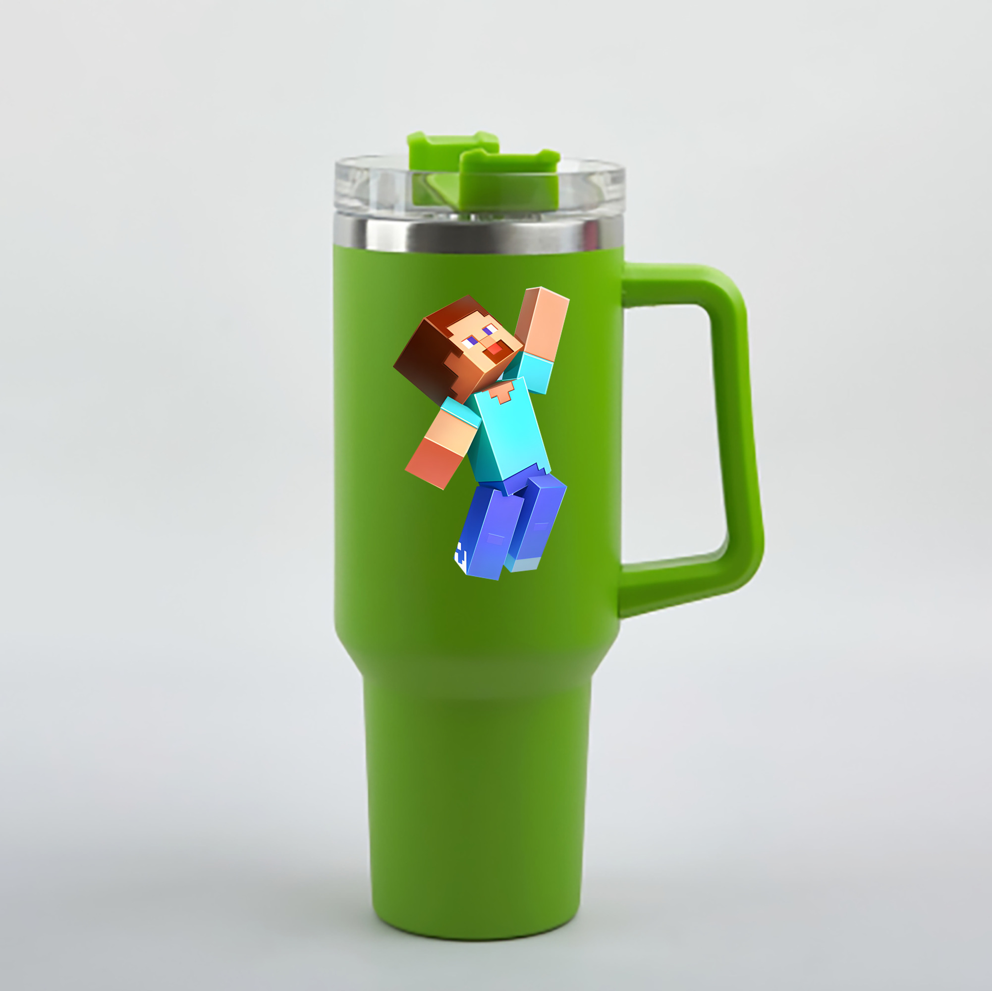 （画像用） マインクラフト ブロックの世界 Minecraft MC Block world 1200mL車用タンブラー - クリスタルステッカー（プラスチックストロー付き）